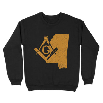 Mississippi Freemason State Map Square & Compass Symbol - Sweatshirt