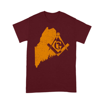 Maine Freemason State Map Square & Compass Symbol - T Shirt