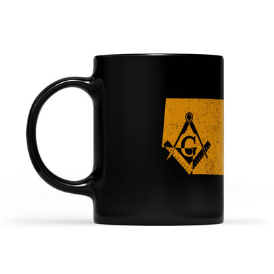 Nebraska square & compass freemason symbol state map - Black Mug