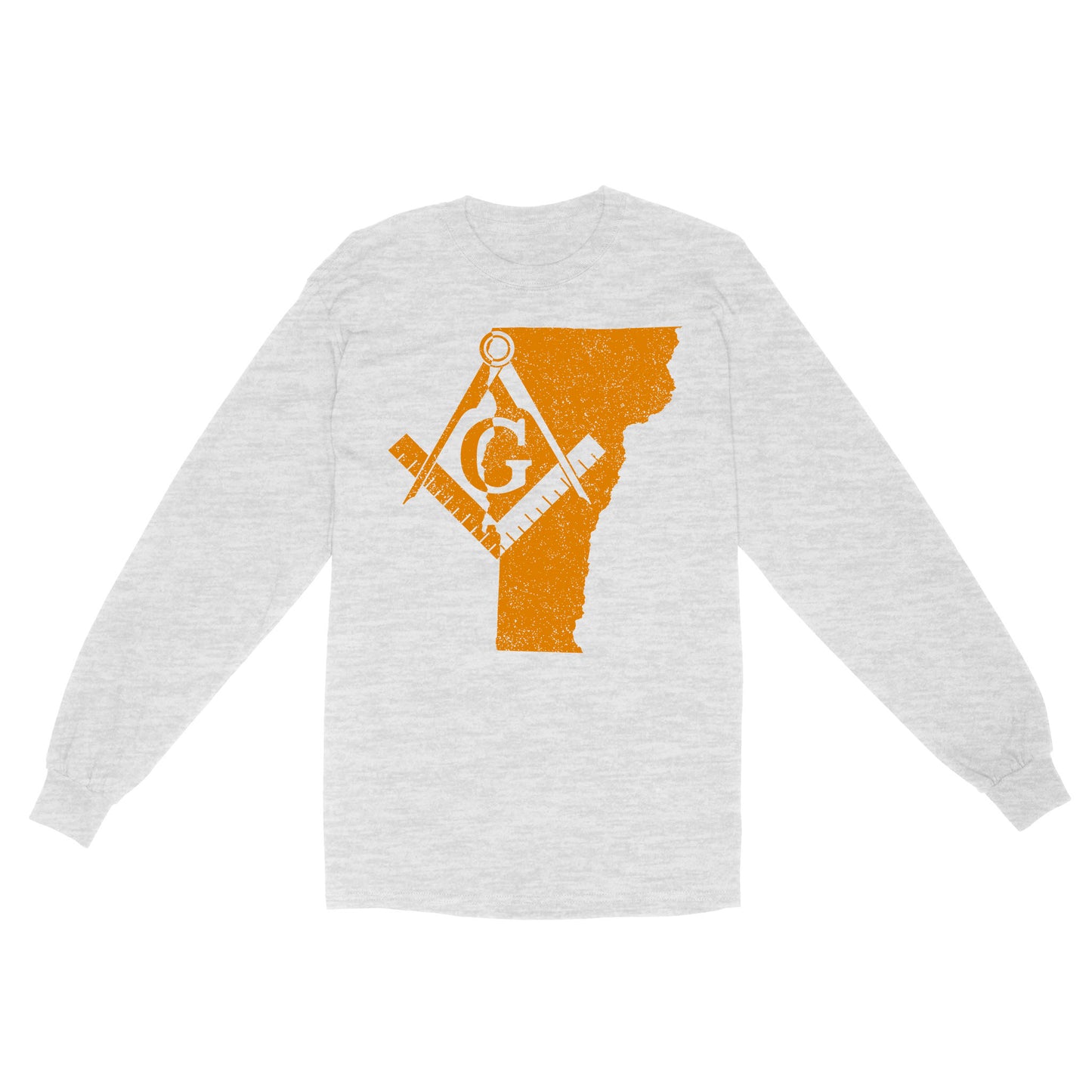 Vermont Freemason State Map Square & Compass Symbol - Long Sleeve