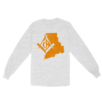 Rhode Freemason State Map Square & Compass Symbol - Long Sleeve