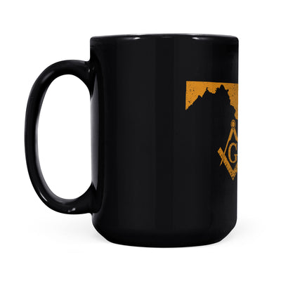 Maryland square & compass freemason symbol state map - Black Mug