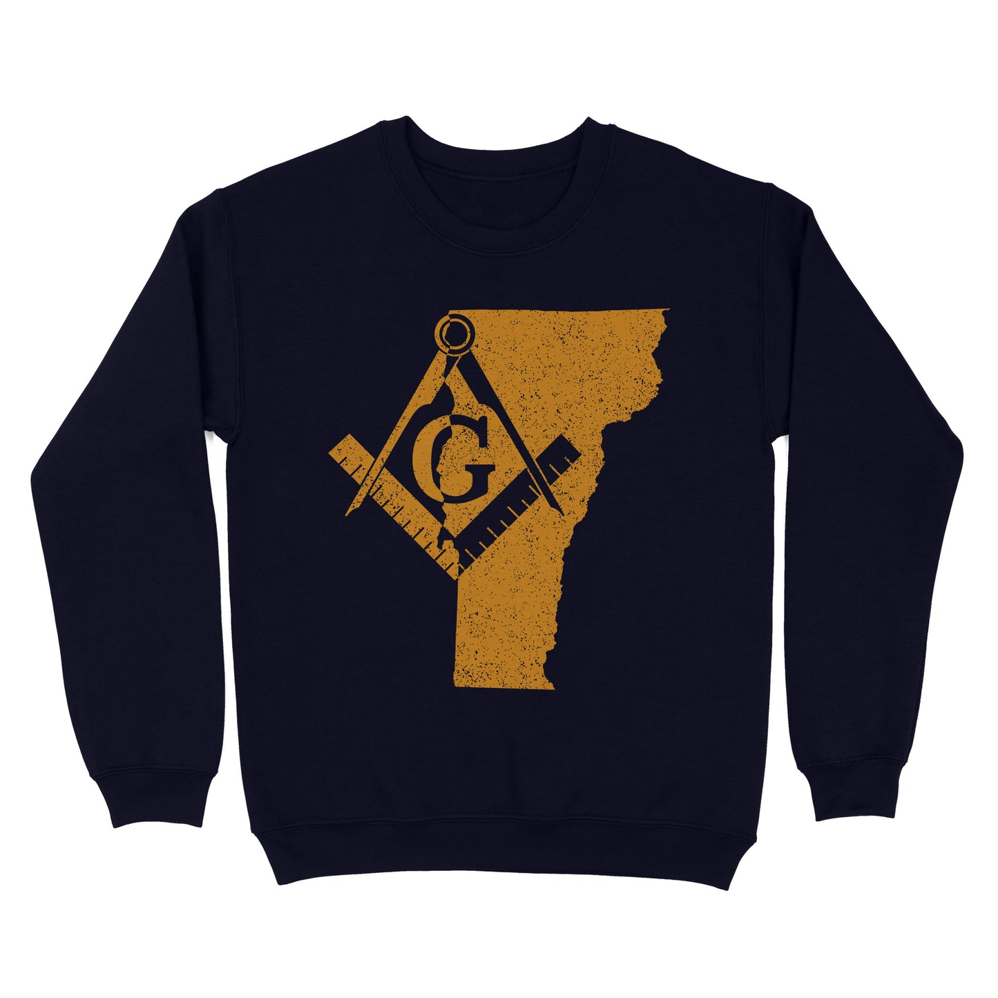 Vermont Freemason State Map Square & Compass Symbol - Sweatshirt