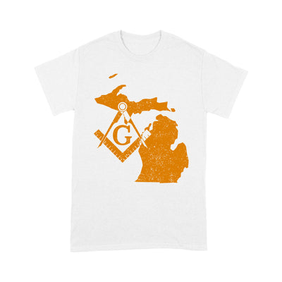 Michigan Freemason State Map Square & Compass Symbol - T Shirt