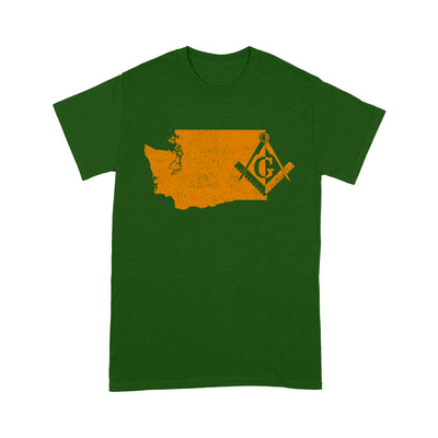 Washington Freemason State Map Square & Compass Symbol - T Shirt