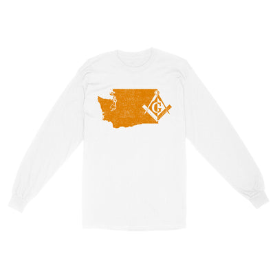 Washington Freemason State Map Square & Compass Symbol - Long Sleeve