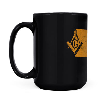 South Dakota square & compass freemason symbol state map - Black Mug