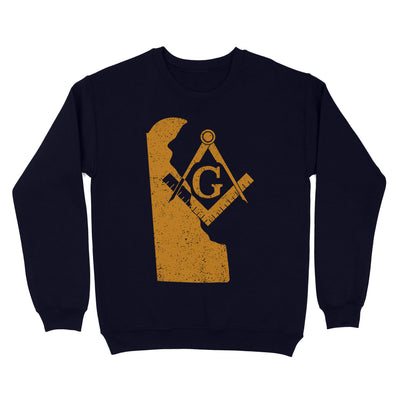 Delaware Freemason State Map Square & Compass Symbol - Sweatshirt