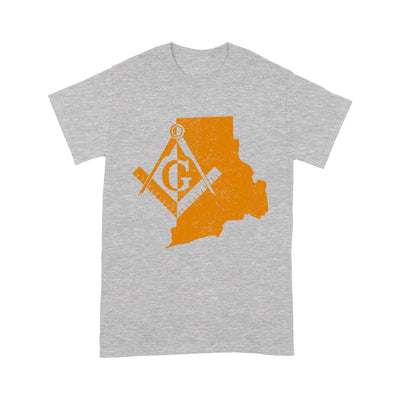 Rhode Freemason State Map Square & Compass Symbol - T Shirt