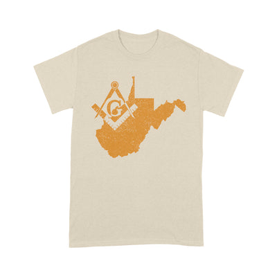 West Virginia Freemason State Map Square & Compass Symbol - T Shirt