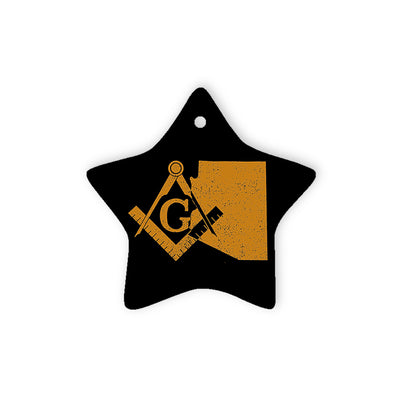 Arizona square & compass freemason symbol state map - Star Ceramic Ornament (2 sided)