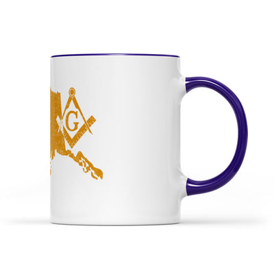 Alaska square & compass freemason symbol state map - Accent Mug