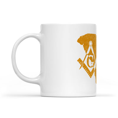 South Carolina square & compass freemason symbol state map - White Mug