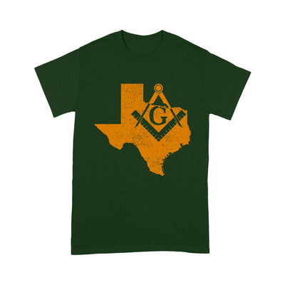 Texas Freemason State Map Square & Compass Symbol - T Shirt