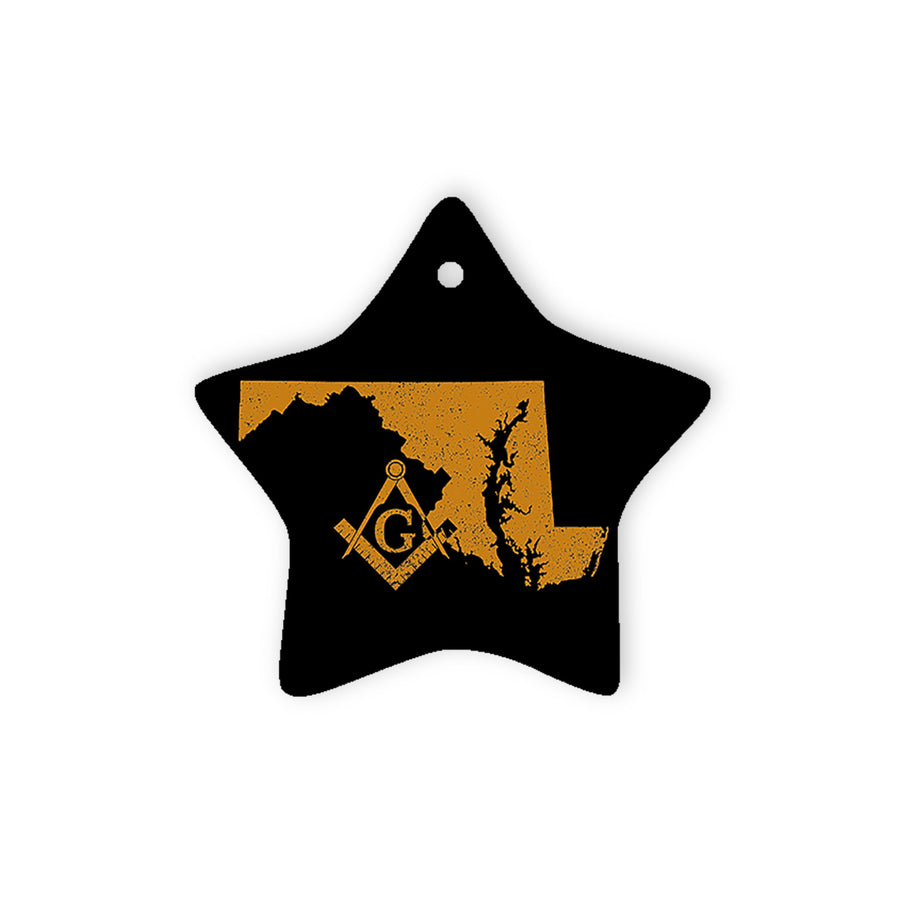 Maryland square & compass freemason symbol state map - Star Ceramic Ornament