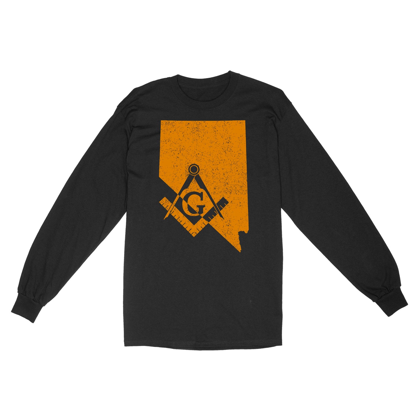 Nevada Freemason State Map Square & Compass Symbol - Long Sleeve