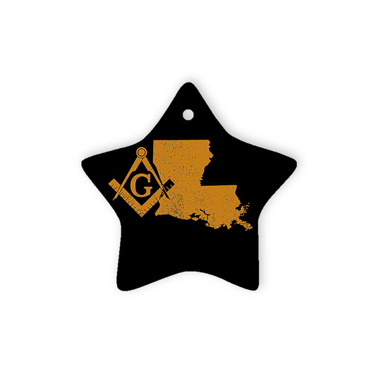 Louisiana square & compass freemason symbol state map - Star Ceramic Ornament (2 sided)