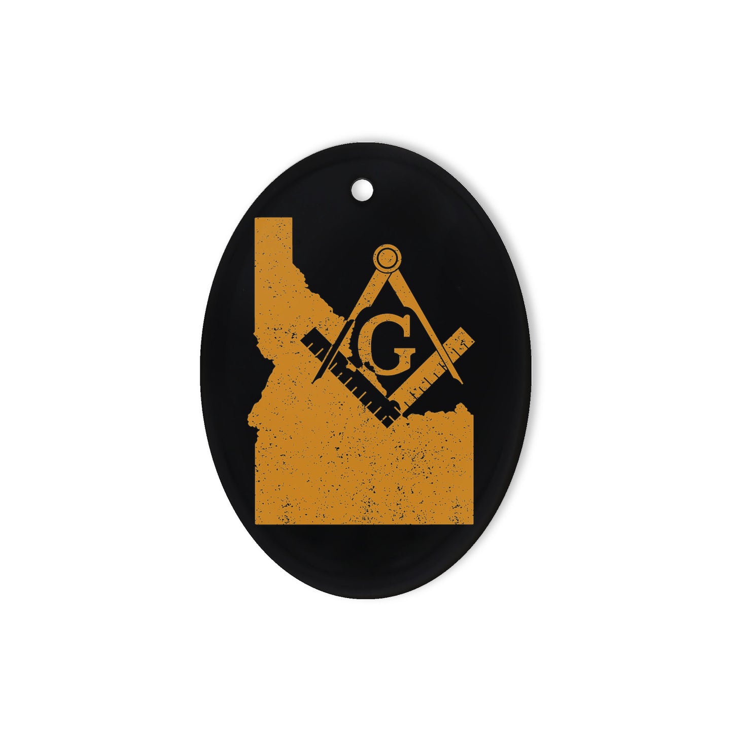 Idaho square & compass freemason symbol state map - Oval Ceramic Ornament