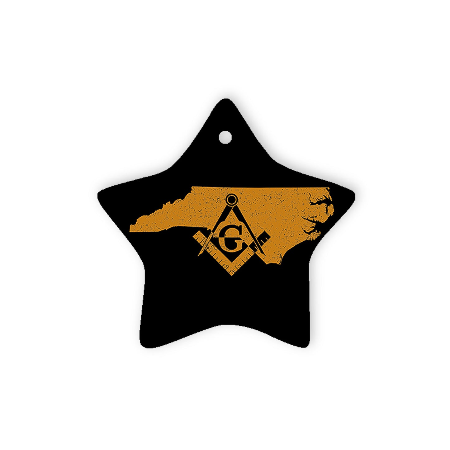 North Carolina square & compass freemason symbol state map - Star Ceramic Ornament