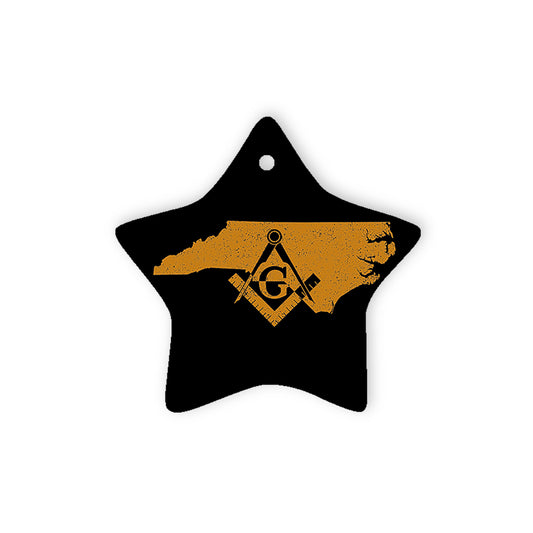 North Carolina square & compass freemason symbol state map - Star Ceramic Ornament