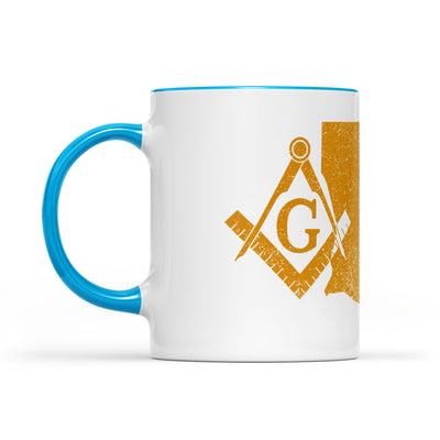 Louisiana square & compass freemason symbol state map - Accent Mug