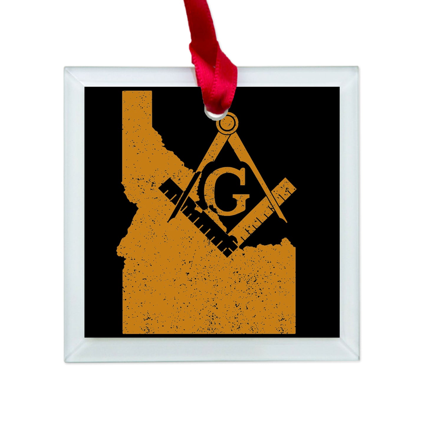 Idaho square & compass freemason symbol state map - Glass Square Ornament