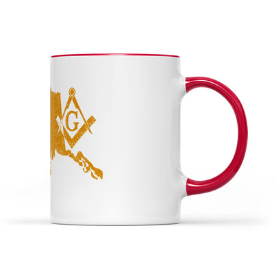 Alaska square & compass freemason symbol state map - Accent Mug