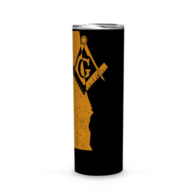 Alabama Square & Compass Freemason symbol state map -Skinny Tumbler