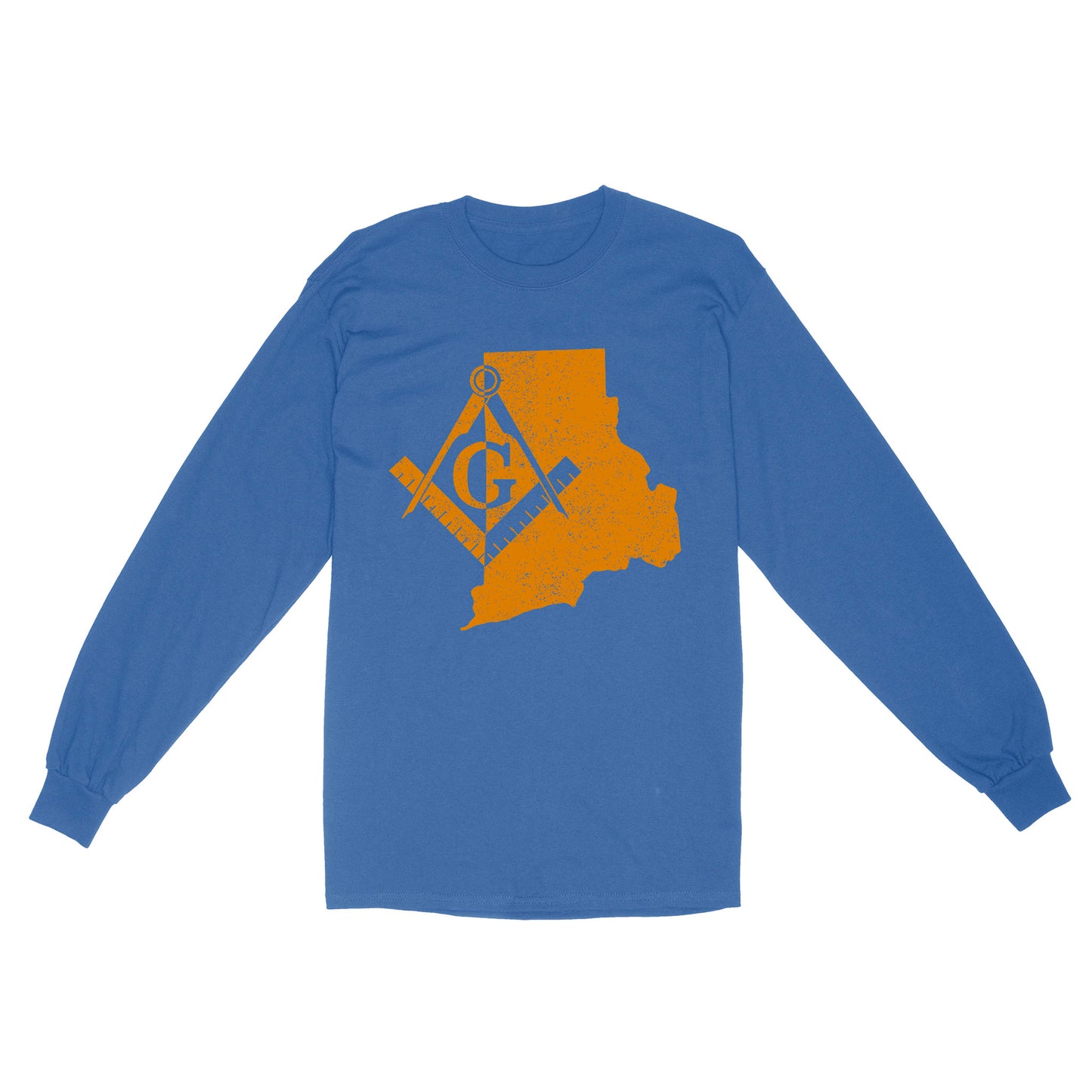 Rhode Freemason State Map Square & Compass Symbol - Long Sleeve