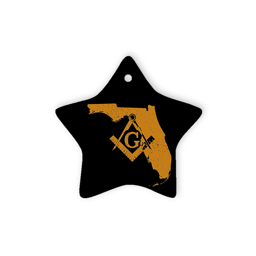 Florida square & compass freemason symbol state map - Star Ceramic Ornament