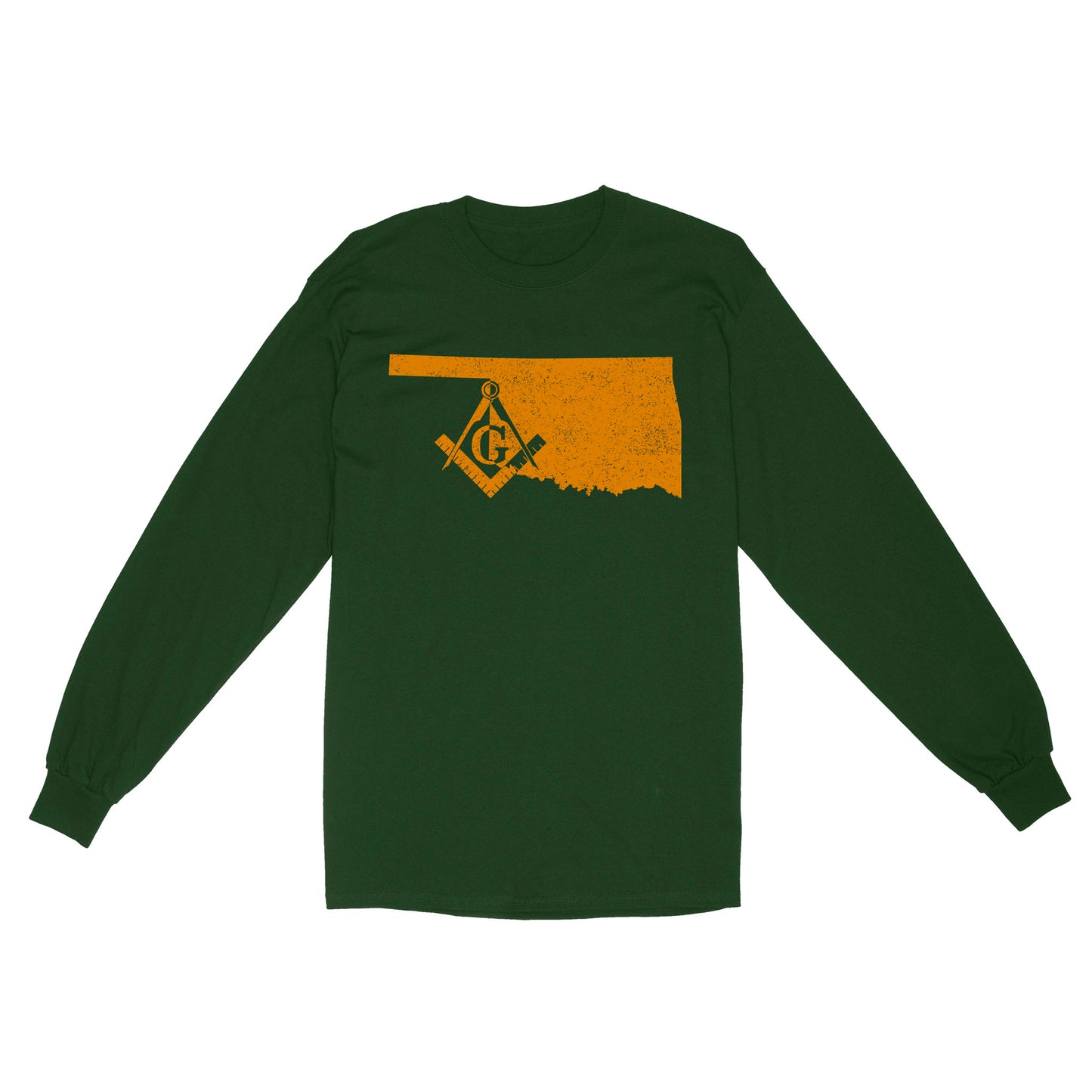 Oklahoma Freemason State Map Square & Compass Symbol - Long Sleeve