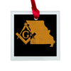 Missouri square & compass freemason symbol state map - Glass Square Ornament