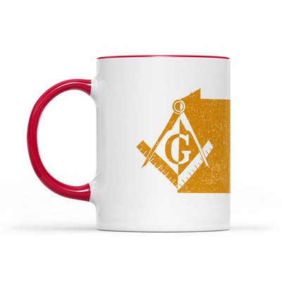 Pennsylvania square & compass freemason symbol state map - Accent Mug