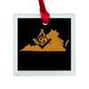 Virginia square & compass freemason symbol state map - Glass Square Ornament