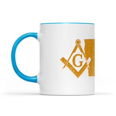 Iowa square & compass freemason symbol state map - Accent Mug