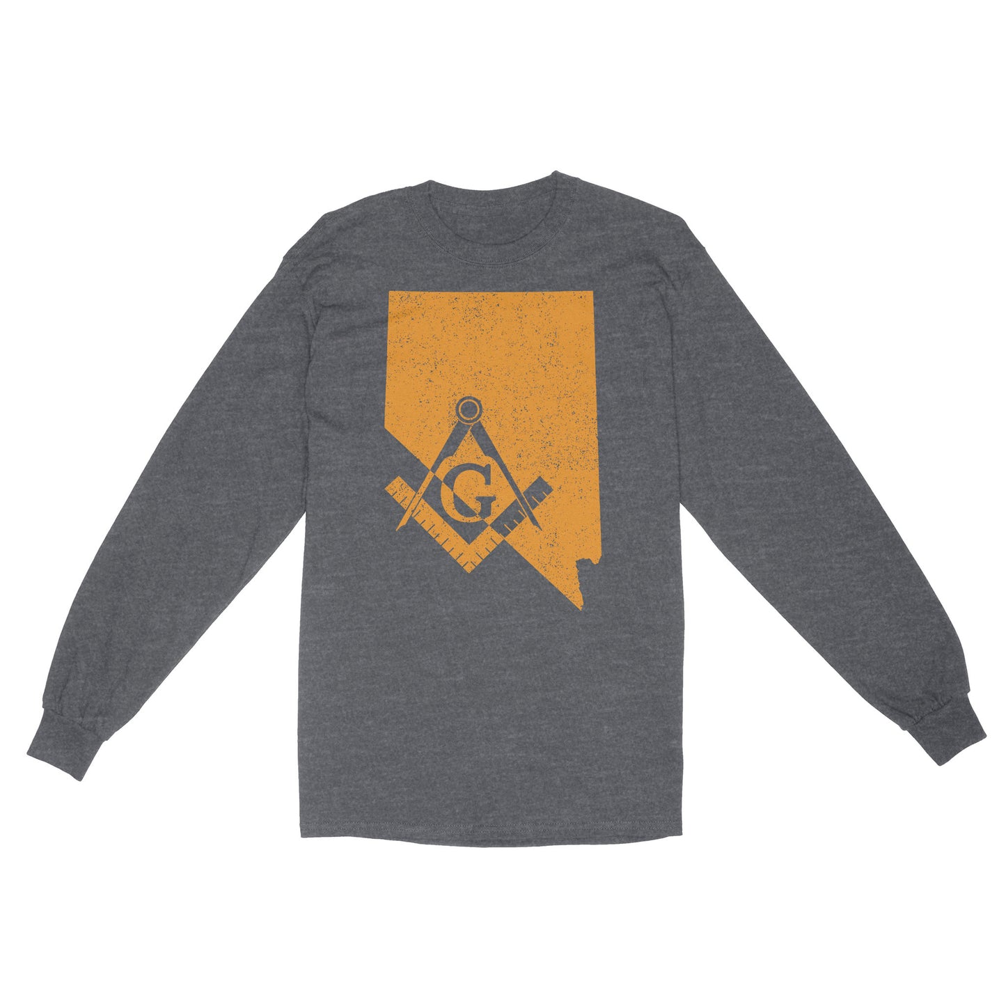 Nevada Freemason State Map Square & Compass Symbol - Long Sleeve