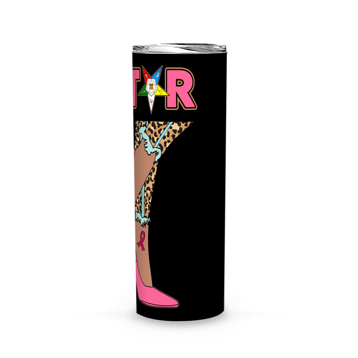 OES Pink Leopard Sistar Walk By Faith Breast Cancer Awareness FATAL - Skinny Tumbler - OES230704_02