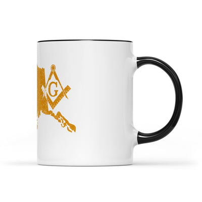 Alaska square & compass freemason symbol state map - Accent Mug