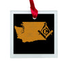 Washington square & compass freemason symbol state map - Glass Square Ornament