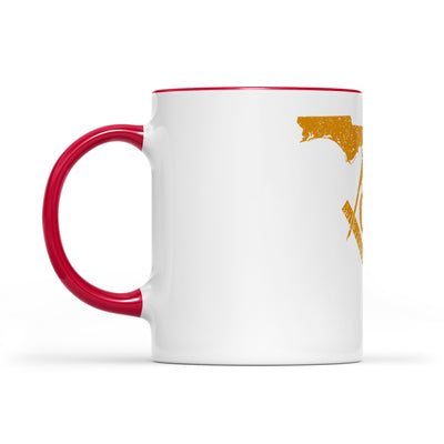 Florida square & compass freemason symbol state map - Accent Mug