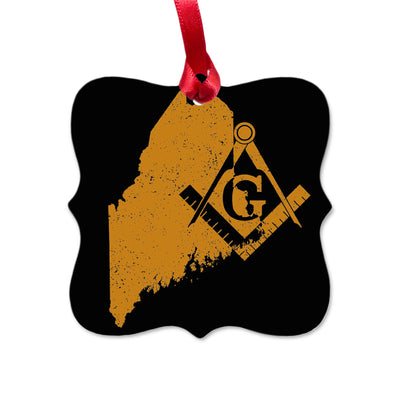 Maine square & compass freemason symbol state map - Square Aluminum Ornament