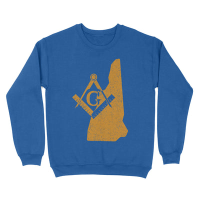 New Hampshire Freemason State Map Square & Compass Symbol - Sweatshirt