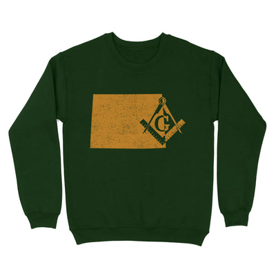 Wyoming Freemason State Map Square & Compass Symbol - Sweatshirt