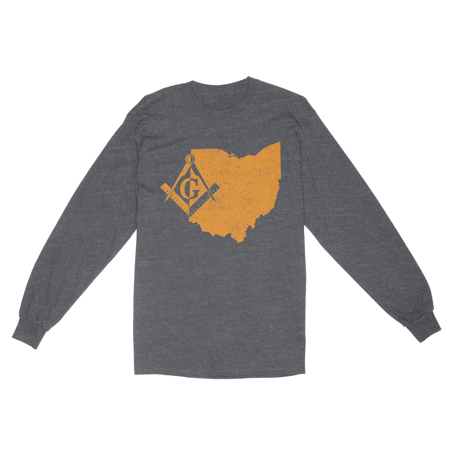 Ohio Freemason State Map Square & Compass Symbol - Long Sleeve