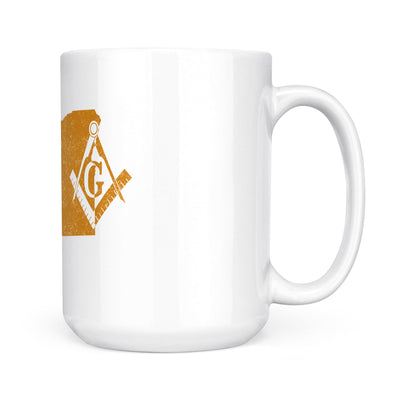 Oregon square & compass freemason symbol state map - White Mug