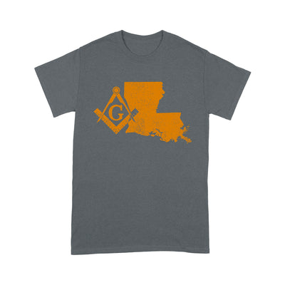 Louisiana Freemason State Map Square & Compass Symbol - T Shirt