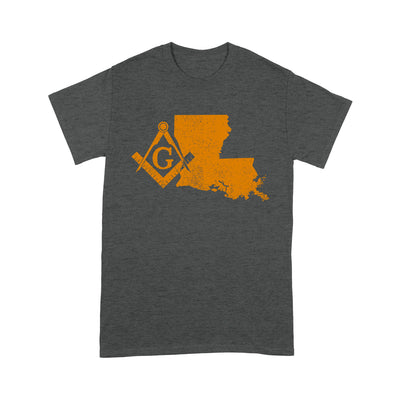 Louisiana Freemason State Map Square & Compass Symbol - T Shirt