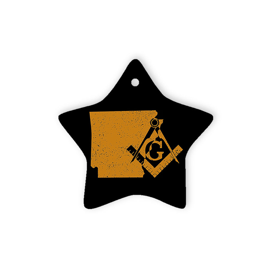 Arkansas square & compass freemason symbol state map - Star Ceramic Ornament