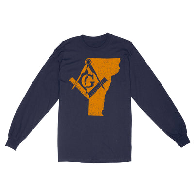 Vermont Freemason State Map Square & Compass Symbol - Long Sleeve