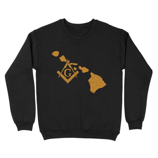 Hawaii Freemason State Map Square & Compass Symbol - Sweatshirt